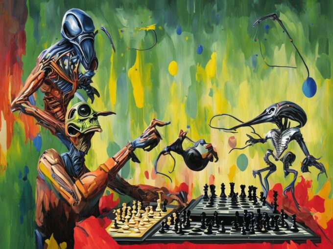 The Surrealist Chess Queen’s Court: A Wallpaper for Your PC in high quality for free