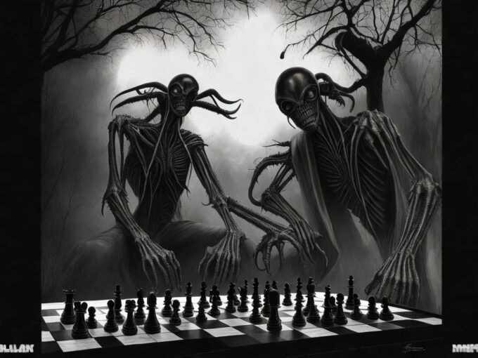 The Surrealist Chess Queen: A Mind-Bending Wallpaper for Your Desktop in high quality for free