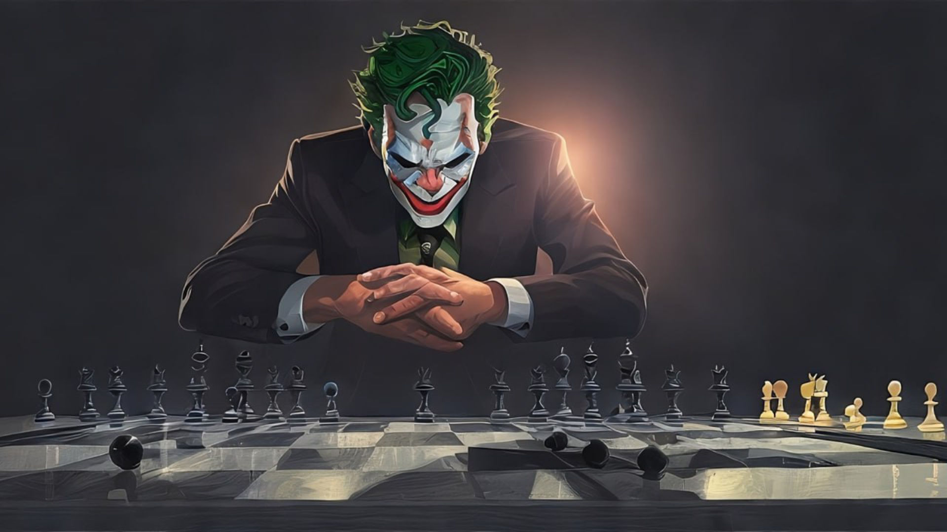 Joker Playing Chess Wallpaper in Full HD for Your Desktop in high quality for free