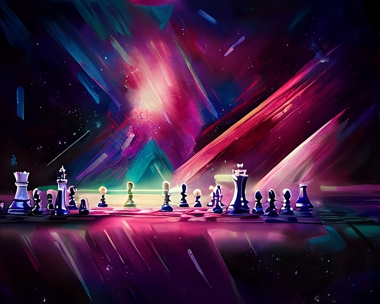 Chess Board in Neon Lights Wallpaper in HD for Your Desktop in high quality for free