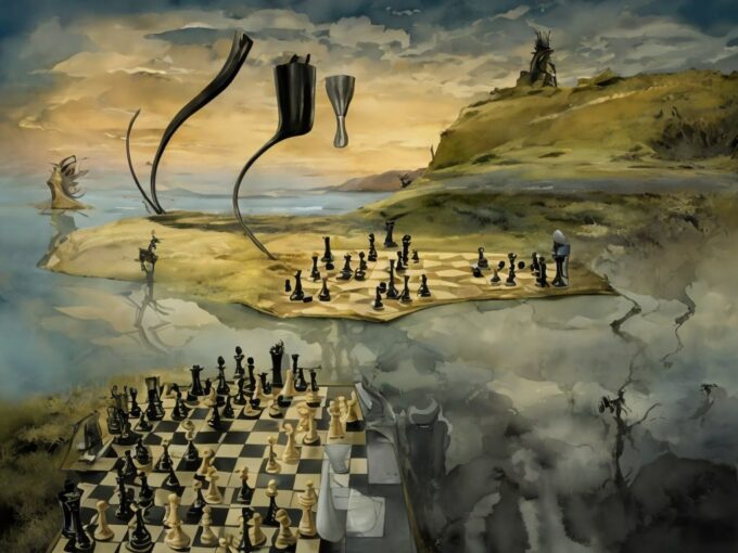 The Surrealist Chessboard: A Wallpaper That Will Mess with Your Mind in high quality for free